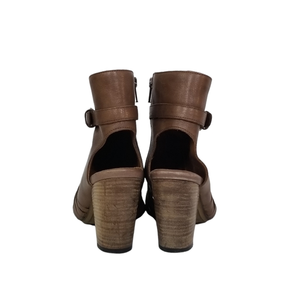 Fabianelli Italian Leather Woven Open Toe Ankle Booties Stacked Heel Size 6.5 - Picture 4 of 8